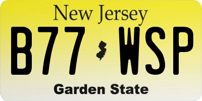 NJ license plate B77WSP