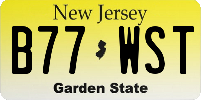 NJ license plate B77WST