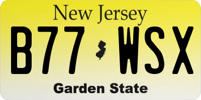 NJ license plate B77WSX