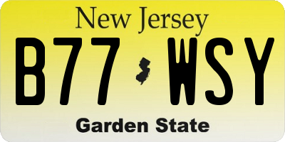NJ license plate B77WSY