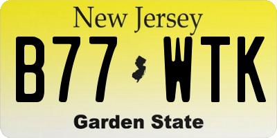 NJ license plate B77WTK