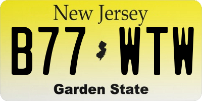 NJ license plate B77WTW