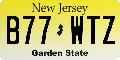 NJ license plate B77WTZ