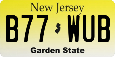 NJ license plate B77WUB