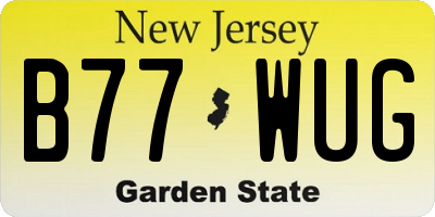 NJ license plate B77WUG