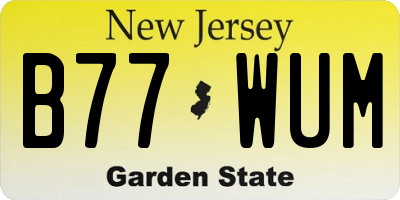 NJ license plate B77WUM
