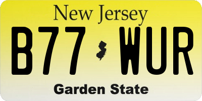 NJ license plate B77WUR