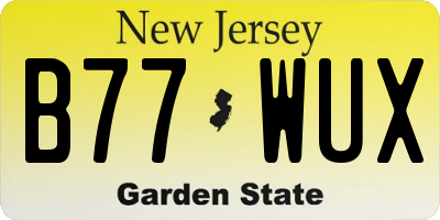 NJ license plate B77WUX