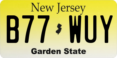 NJ license plate B77WUY