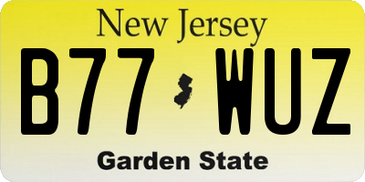 NJ license plate B77WUZ