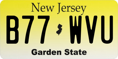 NJ license plate B77WVU