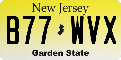 NJ license plate B77WVX