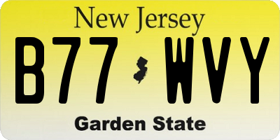 NJ license plate B77WVY