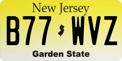 NJ license plate B77WVZ