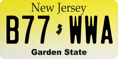 NJ license plate B77WWA