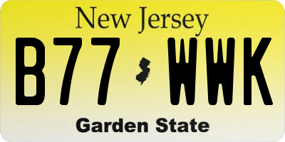 NJ license plate B77WWK