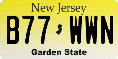 NJ license plate B77WWN