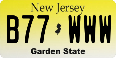 NJ license plate B77WWW