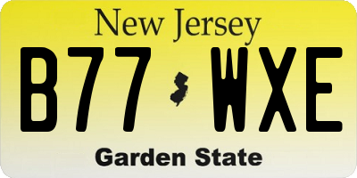 NJ license plate B77WXE