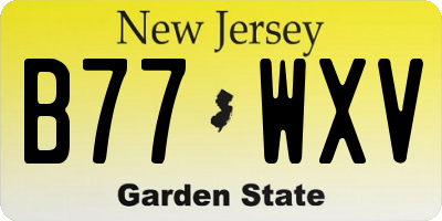 NJ license plate B77WXV