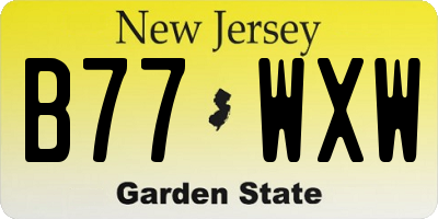NJ license plate B77WXW