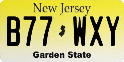 NJ license plate B77WXY