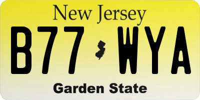 NJ license plate B77WYA