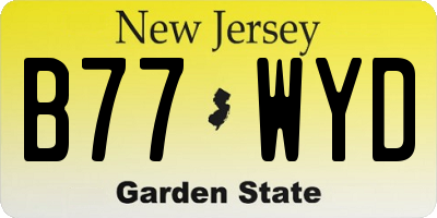 NJ license plate B77WYD