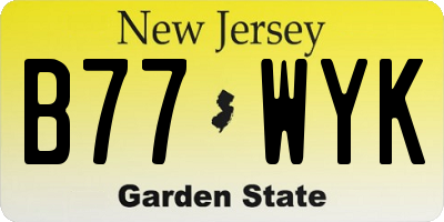 NJ license plate B77WYK