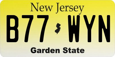 NJ license plate B77WYN