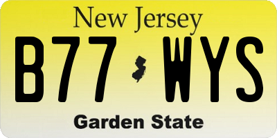 NJ license plate B77WYS