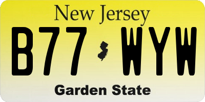NJ license plate B77WYW