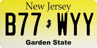 NJ license plate B77WYY