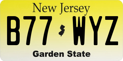 NJ license plate B77WYZ
