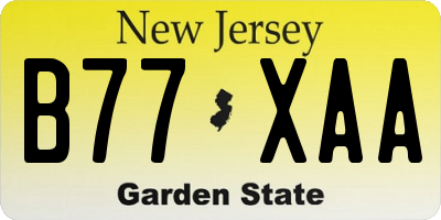 NJ license plate B77XAA