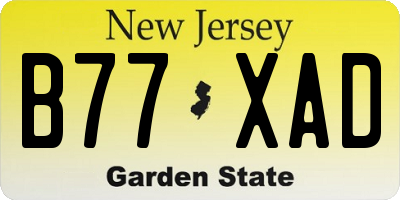NJ license plate B77XAD