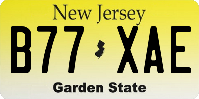 NJ license plate B77XAE