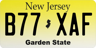 NJ license plate B77XAF
