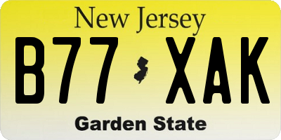 NJ license plate B77XAK