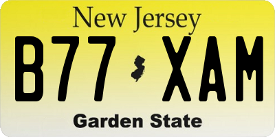 NJ license plate B77XAM