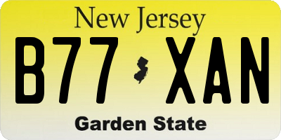 NJ license plate B77XAN