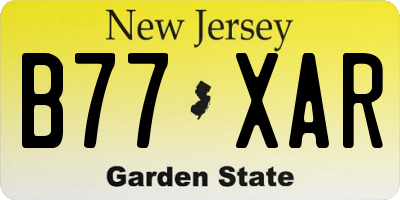 NJ license plate B77XAR