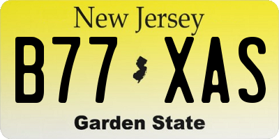 NJ license plate B77XAS