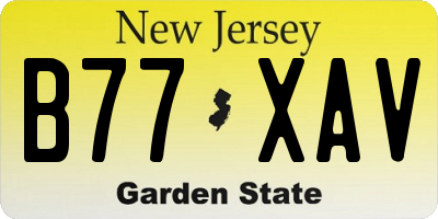 NJ license plate B77XAV
