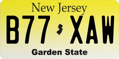 NJ license plate B77XAW