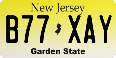 NJ license plate B77XAY