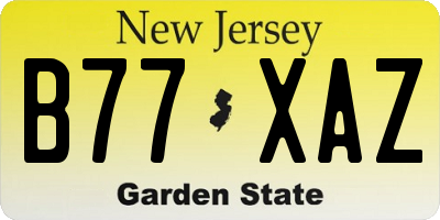 NJ license plate B77XAZ