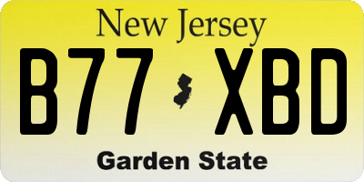 NJ license plate B77XBD
