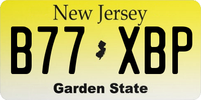 NJ license plate B77XBP