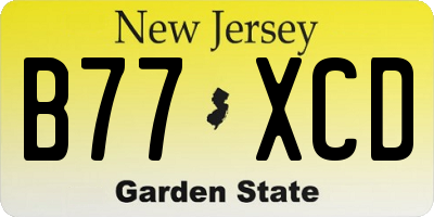 NJ license plate B77XCD